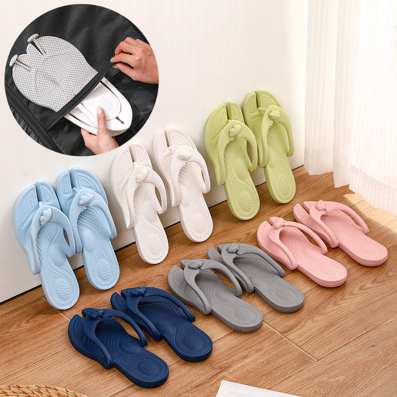 Folding Slipper Travel Flip Flops - Soft Sole Portable Beach Shoes for Men and Women - - Women's Slippers - Carvan Mart