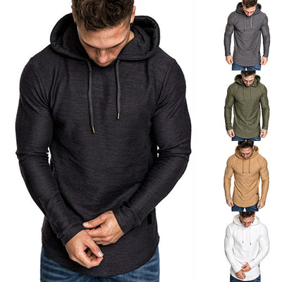 Modern Slim-fit Hooded Tops Men's Casual Long Sleeve Slim Top Sporty Performance Sweatshirt - Carvan Mart