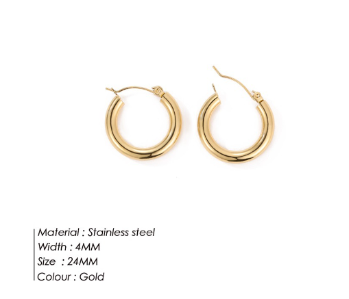 Simple Round Hoop Earrings - 24mm - Earrings - Carvan Mart