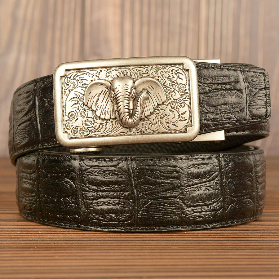 Men's Personality Is Like Automatic Top Leather Belt - Black silver buckle - Men's Belts - Carvan Mart