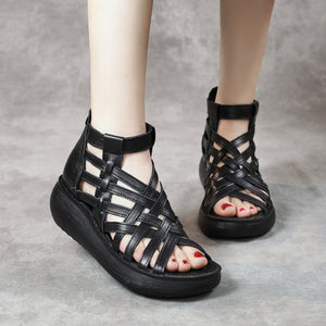 Ethnic Style Retro Wedge Sandals Women's Casual Bag Heel Sandal Boots - Carvan Mart