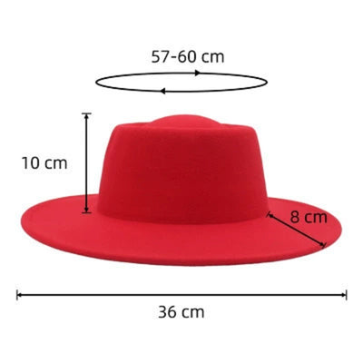 Retro Fedora 8cm Wide Brim Solid Color Concave-convex Dome Woolen Hat - Carvan Mart