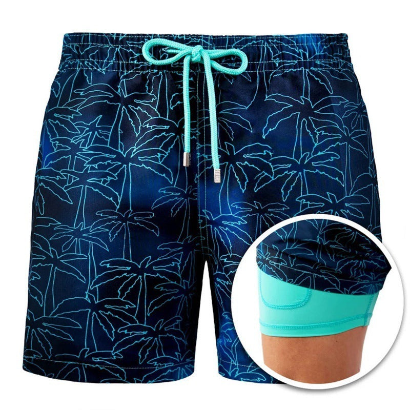 Men's Beach Shorts Printed Sports Double Layer Summer Shorts - Carvan Mart