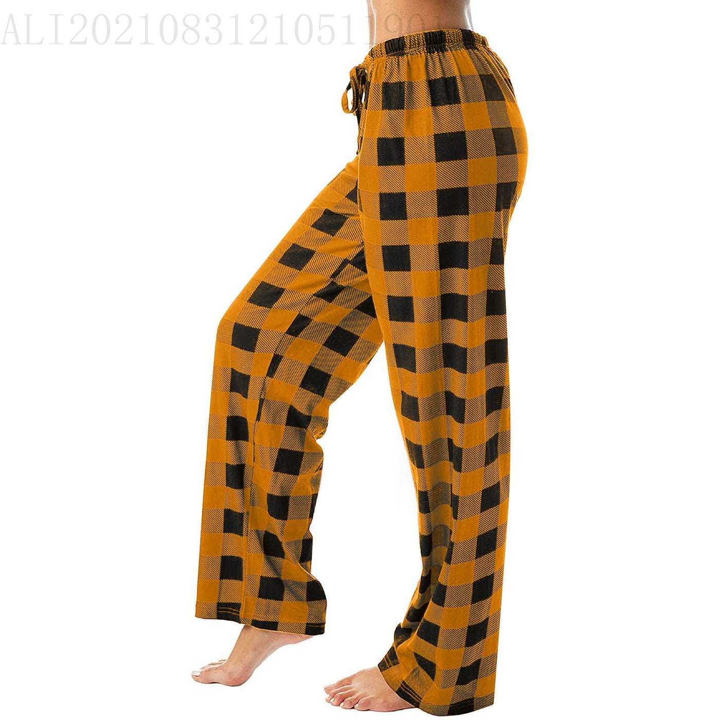 Trendy Checkered Pants for Casual Wear - Plaid Design - Orange - Pants & Capris - Carvan Mart