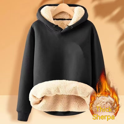 Men's Fleece Hoodie Winter Lined Padded Warm Keeping Loose Hooded Sweater - Carvan Mart