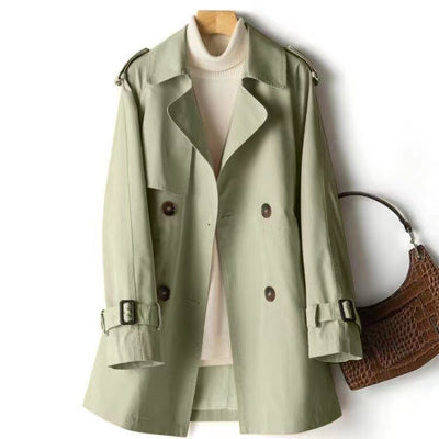 Mid Length Waist Wrap Women's Coat Windbreaker - Fruit Green - Women's Coats & Jackets - Carvan Mart