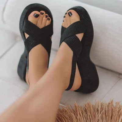 Lazy Suede Cross Strap Casual Fashion Open Toe Sandals For Women - - Women's Sandals - Carvan Mart
