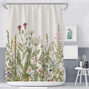 Color Floral Plant Shower Curtain Bathroom Curtain Polyester - Carvan Mart