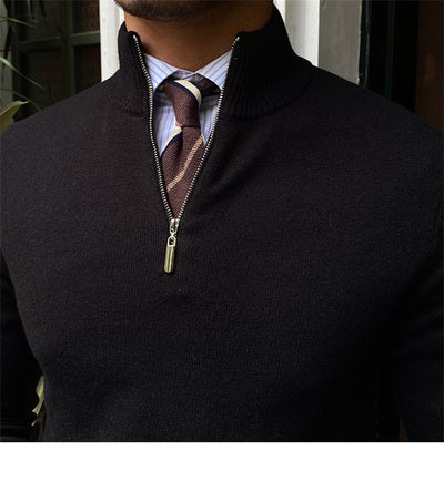 Men's Stand-up Collar Zipper Knit Long-sleeved Sweater - - Men's Sweaters - Carvan Mart