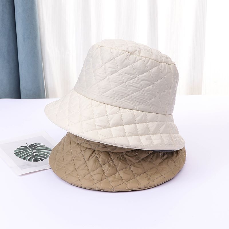 British Fashion Cotton Outdoor Minimalist Diamond Bucket Hat - - Women's Hats & Caps - Carvan Mart