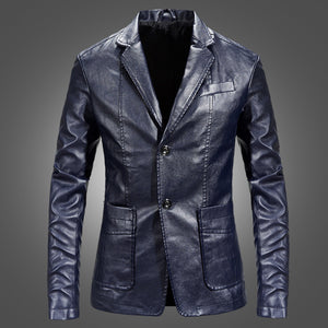 Slim Handsome Spring Leather Jacket Small Suit Men - Carvan Mart