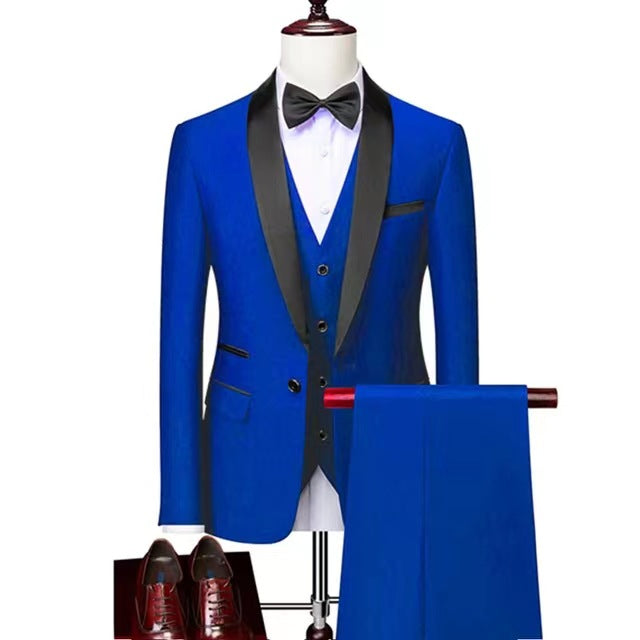 Men 3 Piece Suit Set Men Wedding Suits Groom Tuxedos - Carvan Mart