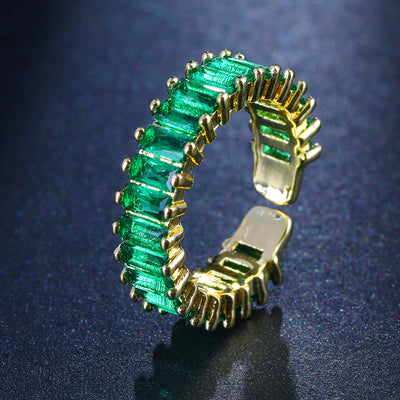 Fashion Emerald Open Zircon Ring Socialite Temperament Ring - Carvan Mart