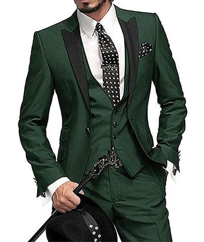 Three-Piece Slim Fit Men's Wedding Suit | Stylish Wedding Guest Outfit for All Seasons - Carvan Mart