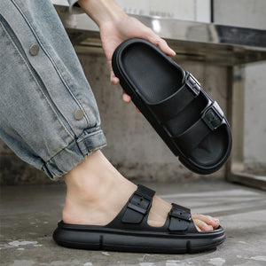 Mens Fashion Simple Solid Color Thick Bottom Sandals - Carvan Mart