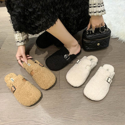 Women's Fashion Flat Bottom Closed Toe Half Slipper - - Women's Slippers - Carvan Mart