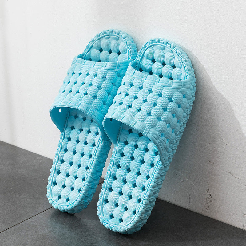 Unisex Hollow Out Bathroom Slippers - Non-Slip, Breathable Home Flip-Flops - Blue - Women's Slippers - Carvan Mart