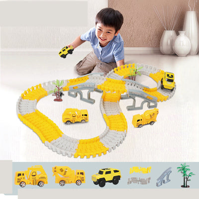 Tong Li Engineering Car Rail Car Toy Puzzle - Yellow 137piece - Gift - Carvan Mart