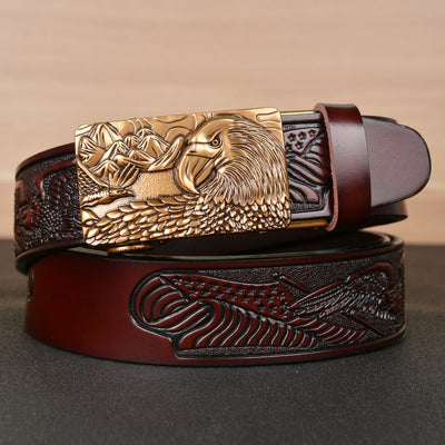 Men's Fashion Belt Eagle Wings Embossing - Carvan Mart