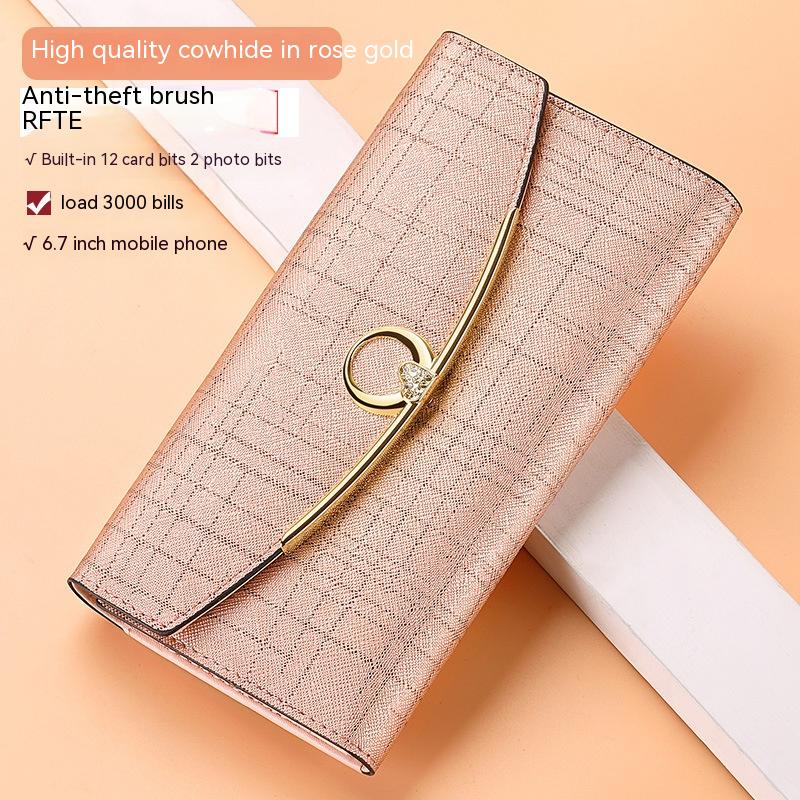 Women's Real Leather Long Large Capacity Wallet Clutch Bag - Carvan Mart