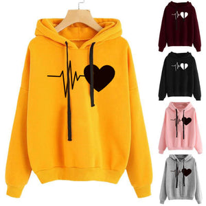 Heart Print Streetwear Hoodies Women Sweatshirt Spring Autumn Long Sleeve Hoodie Clothes - - Women Hoodies & Sweatshirts - Carvan Mart