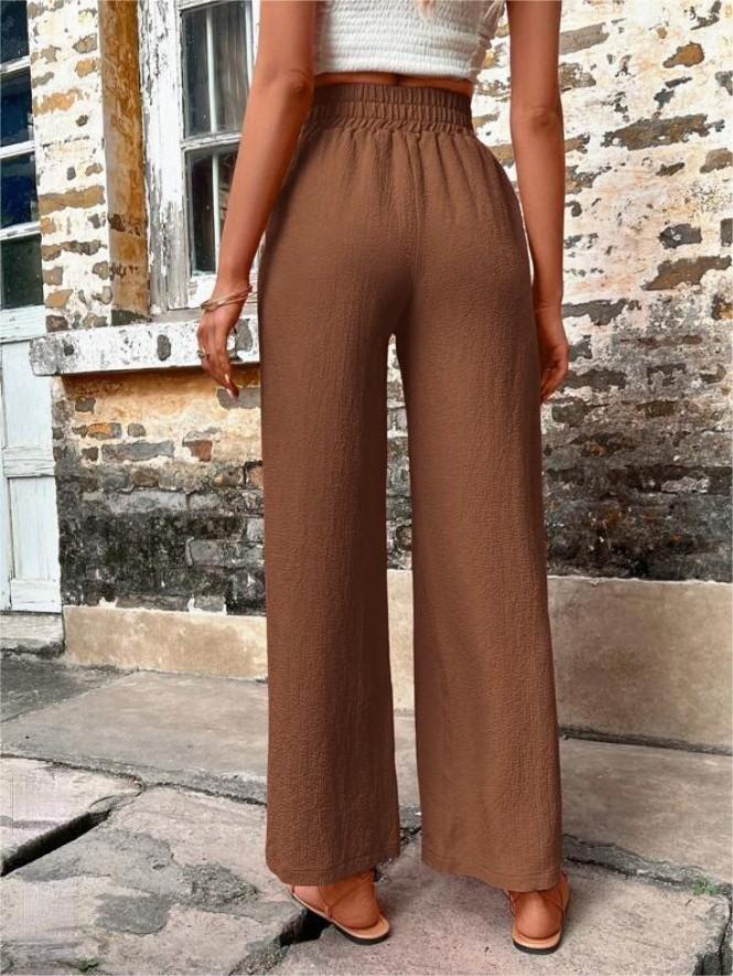 Women's High-Waisted Wide Leg Pants - Casual Loose Fit Drawstring Trousers - Carvan Mart