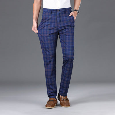 Trendy Plaid Straight Leg Elastic Casual Pants for Men and Women - Carvan Mart