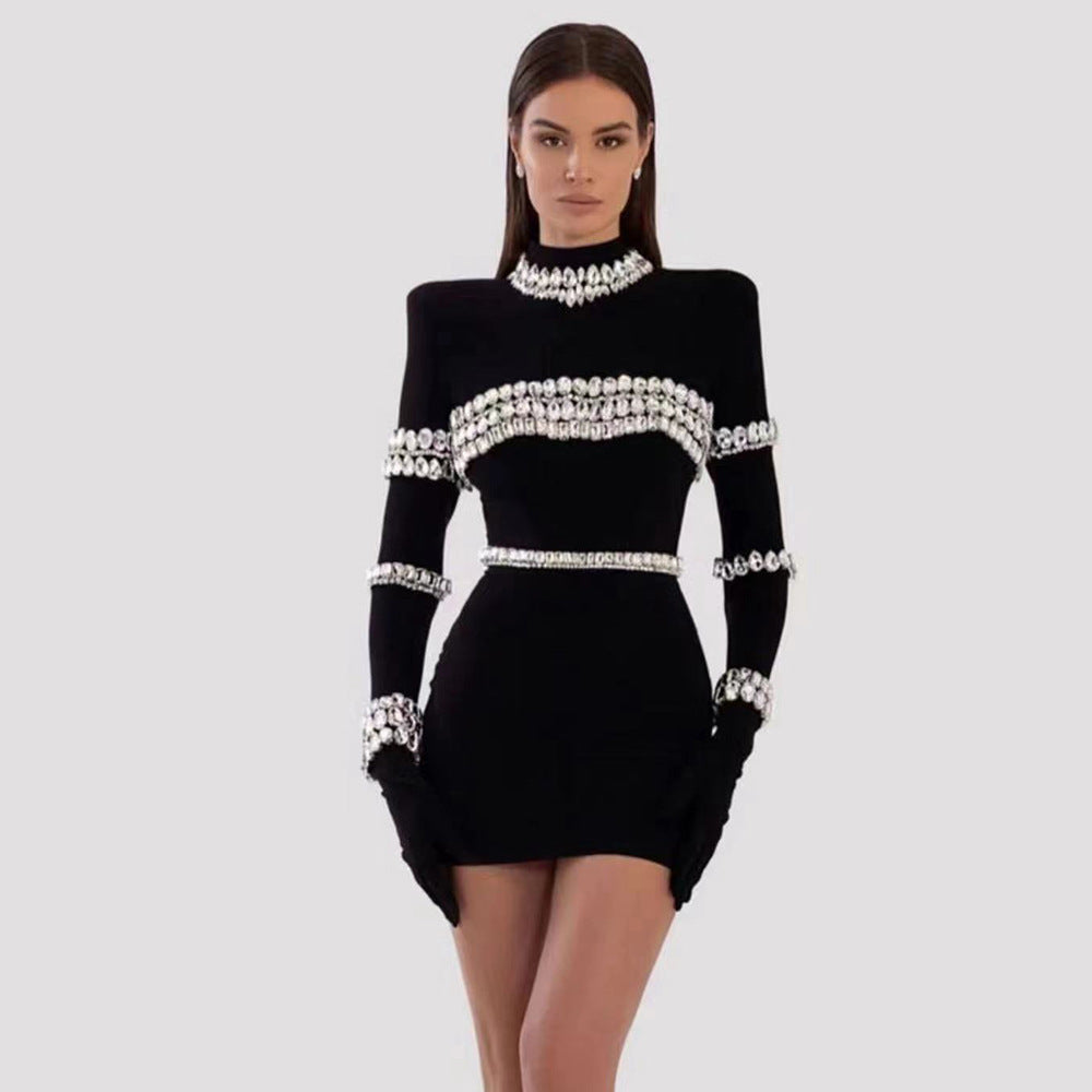 Women's Fashion Rhinestone Bandage Dress - Carvan Mart