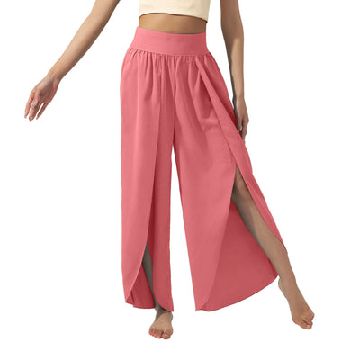 Flowy High-Waisted Split Leg Pants - Beachwear Boho Palazzo in Teal - - Pants & Capris - Carvan Mart