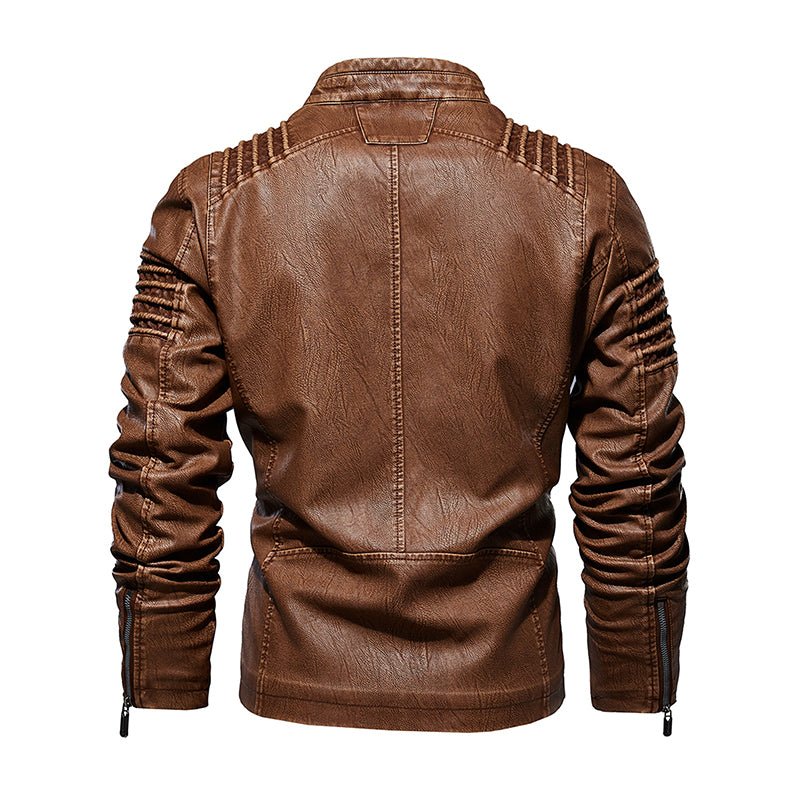 Men Leather Jacket Winter And Autumn Motorcycle PU Warm Fashion - - Genuine Leather - Carvan Mart