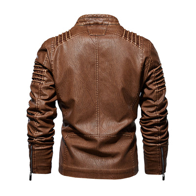 Men Leather Jacket Winter And Autumn Motorcycle PU Warm Fashion - Carvan Mart