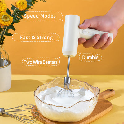 Electric Egg Beater With 2 Wire Beaters Portable Food Blender Whisk 3 Speeds Handheld Food Mixer ,USB Rechargeable Handheld Egg Beater - Carvan Mart