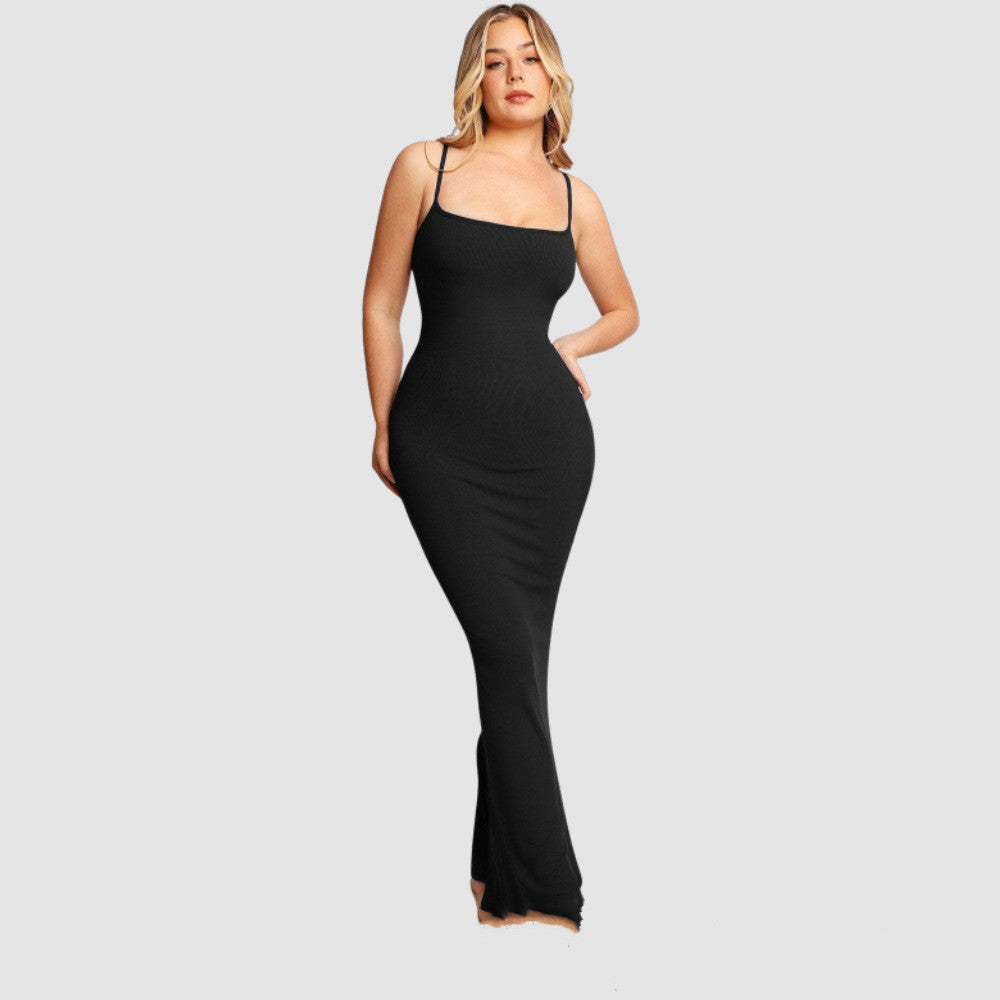 Women's Shapewear Dress Suspender Tight Long Skirt Chest Pad Bodysuit Dress - Carvan Mart