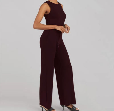 Palazzo Leg Elegant Jumpsuit Sleeveless Culotte Jumpsuit Tie Elastic Romper - Dark purple - Jumpsuits & Rompers - Carvan Mart