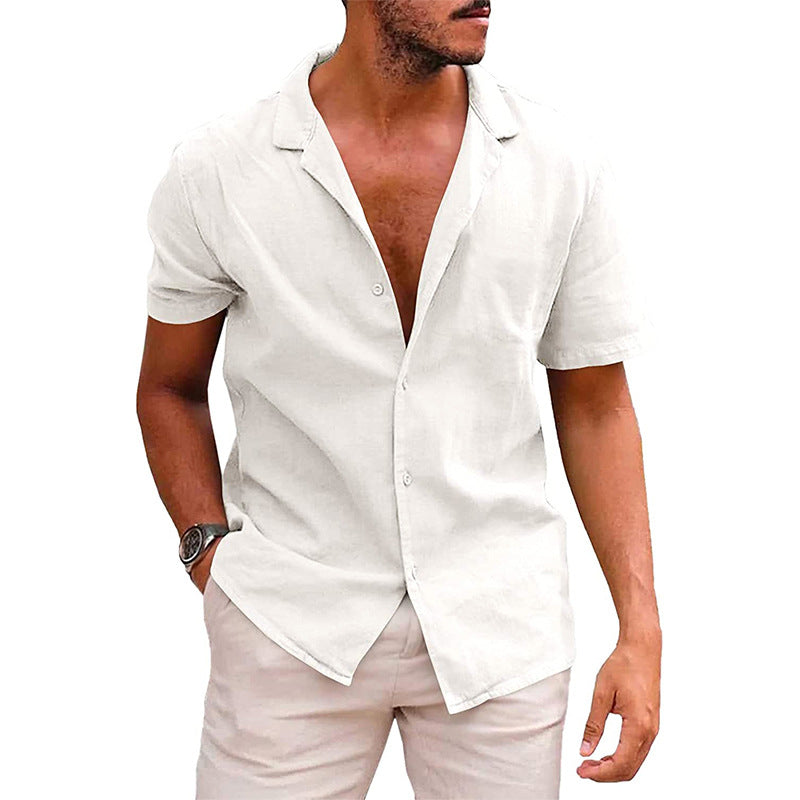 Men's Tops Casual Button Down Shirt Short Sleeve Beach Shirt Summer - Carvan Mart