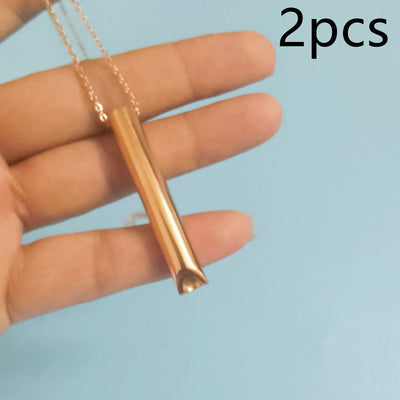 Breathing Pendant Meditation Decompression Cylinder Necklace - Rose Gold 2pcs - Necklaces - Carvan Mart