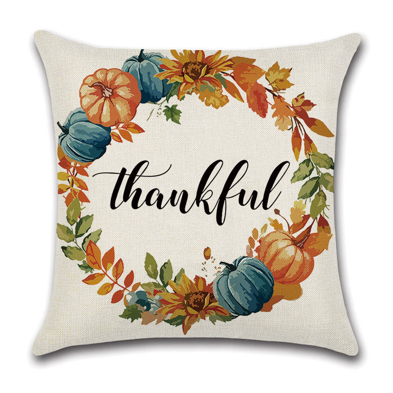 Pillowcase Linen Pumpkin Cartoon Car Thanksgiving Wreath - 3 Style 45x45cm - Cushion Covers - Carvan Mart