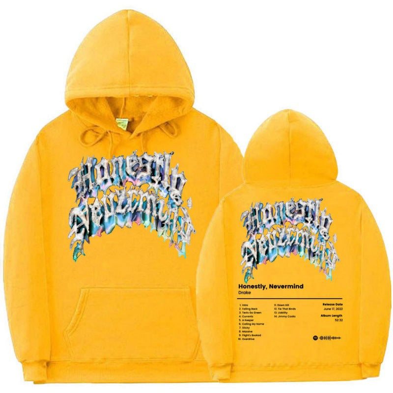 Minimalist Design Hoodies Rapper Music Album Never Mind Retro Style Hooded Sweatshirt - Yellow - Men's Hoodies & Sweatshirts - Carvan Mart