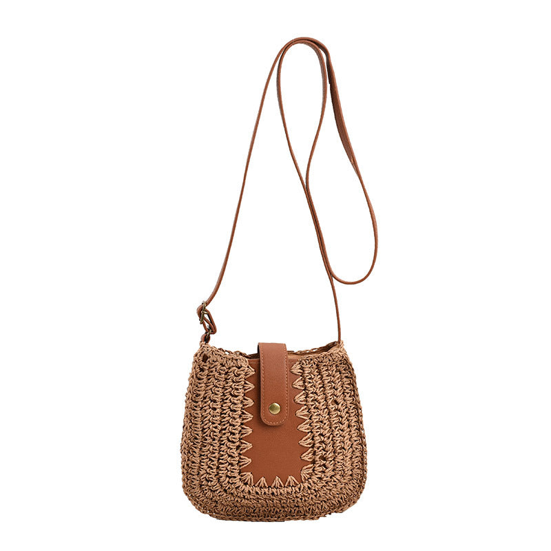 Bohemian Crossbody Purse Large Capacity French Shoulder Straw Bag Posture Stitching Handbag - Carvan Mart