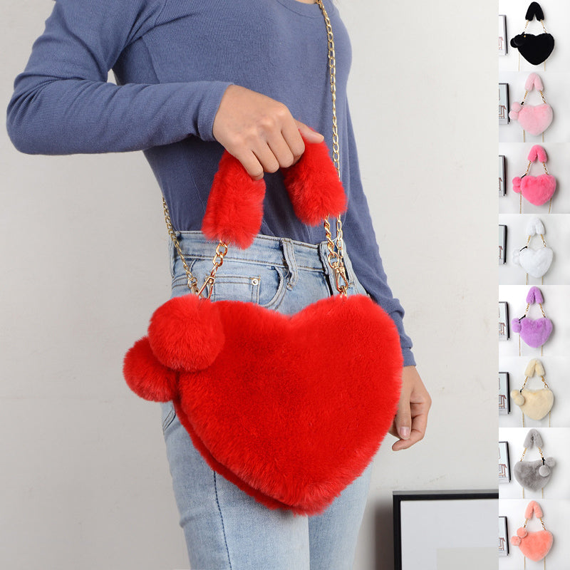 Love Bags Soft Plush Handbags Women Party Bag - - Gift - Carvan Mart