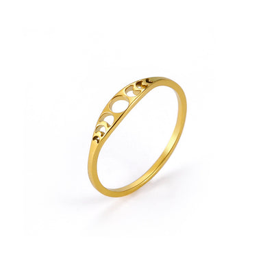 Cut Titanium Steel Gold Hollowed-out Sun Ring - Gold - Women's Rings - Carvan Mart