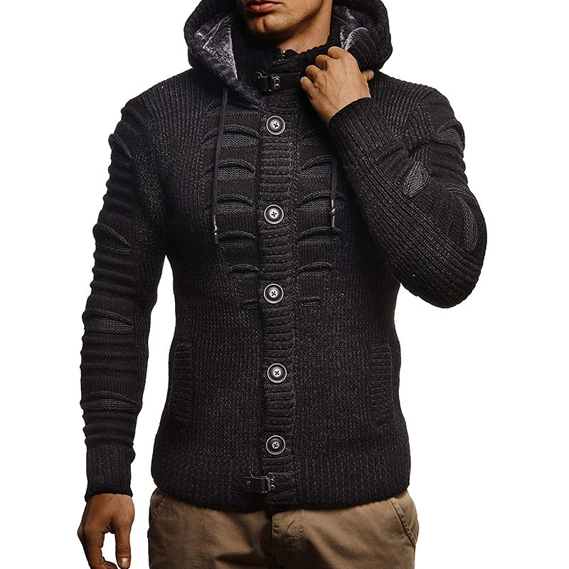 Sweater Men's Hooded Knitted Cardigan Jacket - - Men's Sweaters - Carvan Mart