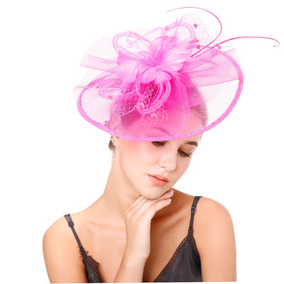 Women's Festival Hat Mesh Hair Fascinator Hat - Rose Red - Women's Hats & Caps - Carvan Mart