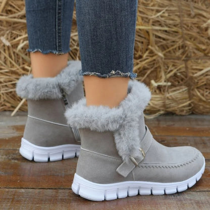 Women's Snow Boots Winter Warm Thickened Solid Color Plush Ankle Boots - Carvan Mart Ltd