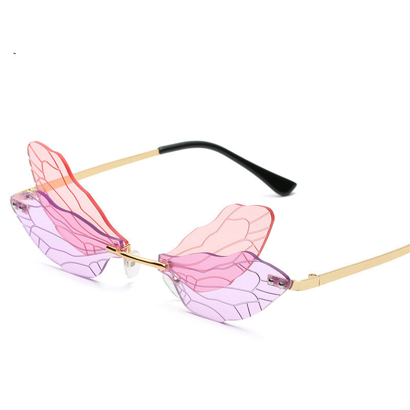 Frameless Trimming Sunglasses Women Dragonfly Wings Sunglasses - Pink And Purple - Women's Sunglasses - Carvan Mart