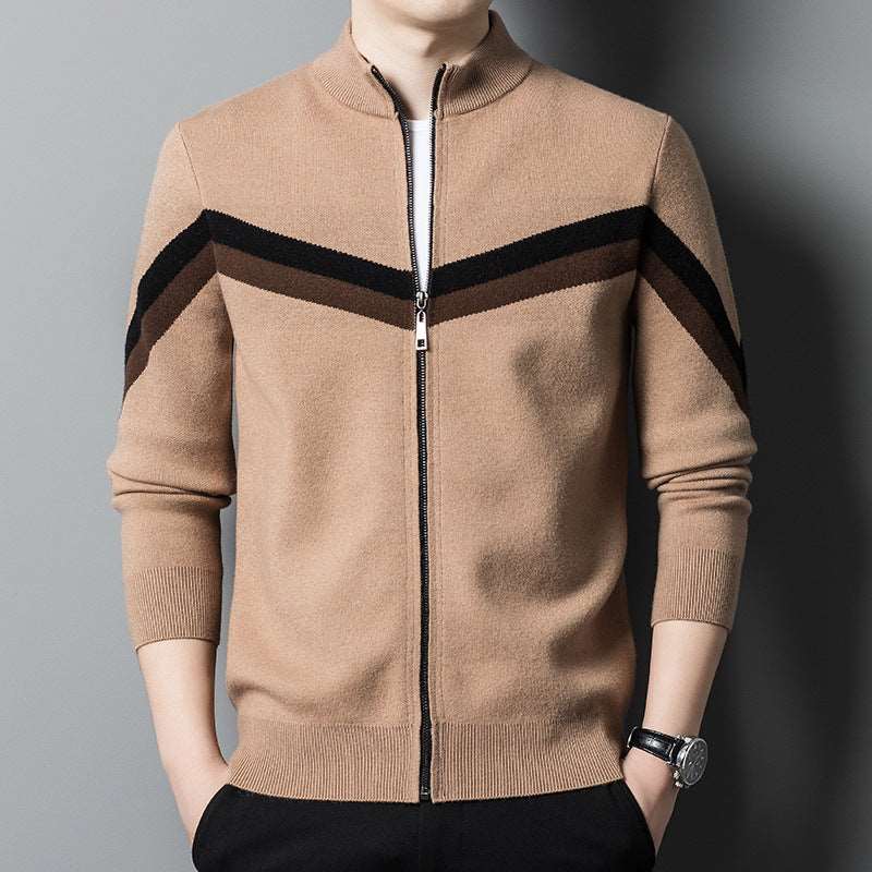 Winter Sweater Men's Stand Collar Contrast Jumper - Carvan Mart