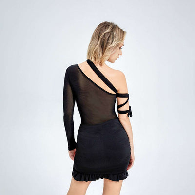 New Sexy See through shoulder Mesh Tube Top Dress - Carvan Mart