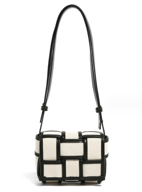 Urban Black And White Contrasting Canvas Trendy Shoulder Bag - Carvan Mart Ltd