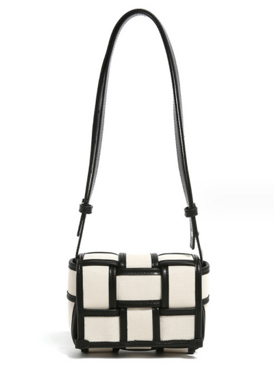 Urban Black And White Contrasting Canvas Trendy Shoulder Bag - Carvan Mart