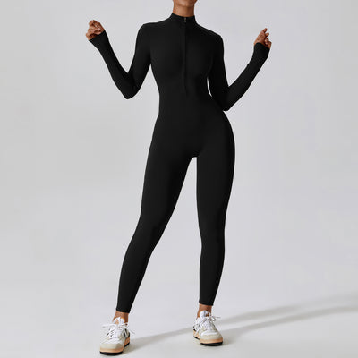 Women's Long-sleeve Zipper Yoga Sports Jumpsuit - Carvan Mart